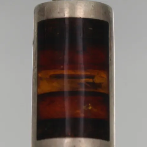Vintage Modernist Baltic Amber and Silver Pendant