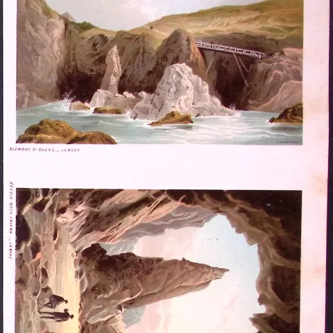 Jersey Needle Rock Cavern & Plemont St Quens Victorian Antique Double Print-39