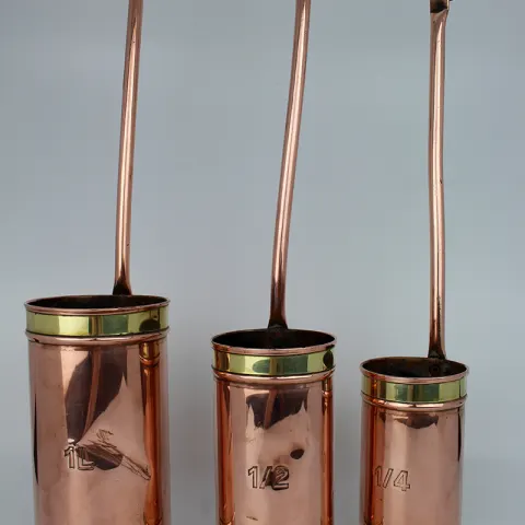 Set of 3 Graduated Antique Copper Ladles