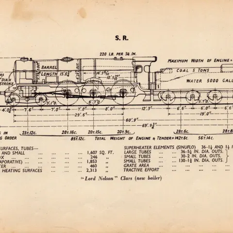 Southern Railway “Lord Nelson” (New Boiler) Locomotive Diagram 85 Year Old-34