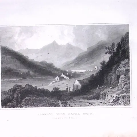 Wales Snowdon From Capel Curic Antique 166-Year-Old  Steel Engraving-20