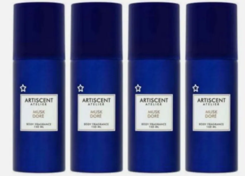 4 x Superdrug Atelier Musk Dore 150ml Body Fragrance/Deodorant