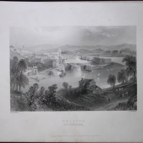 Bristol Rownham Ferry WH Bartlett 1842 Antique Steel Engraving-102