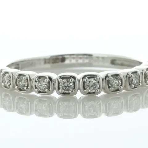 14ct White Gold Rub Over Set Semi Eternity Diamond Ring 2.8mm 0.20 Carats