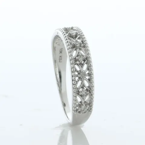 10ct White Gold Illusion Set Semi Eternity Diamond Ring 0.16 Carats