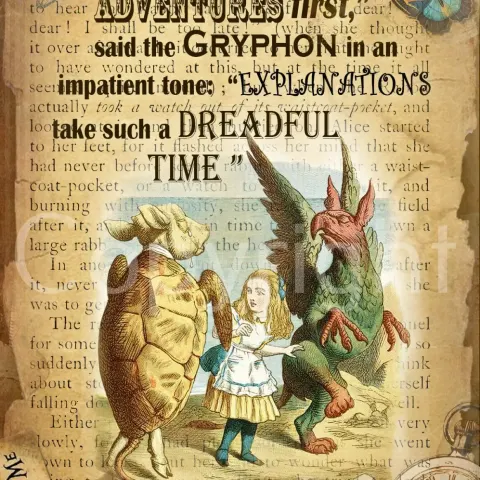 Alice In Wonderland "The Gryphon" Beautifully Designed Quote Metal Wall Art