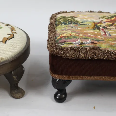 Pair of Vintage Petit Point Footstools