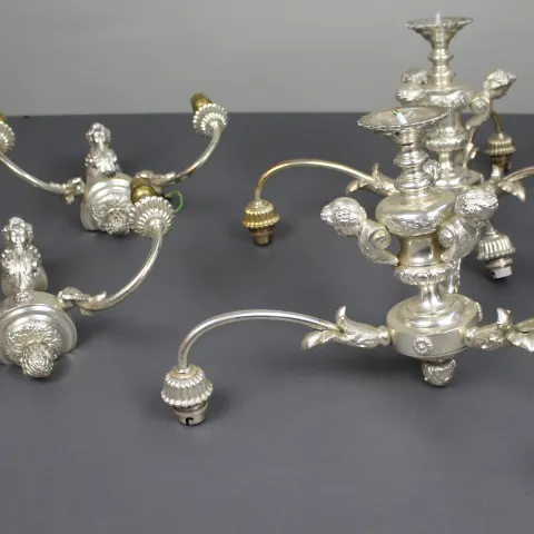 Vintage Silvered Cherub Chandeliers & Wall Lights