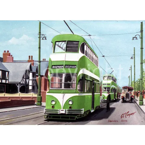 Blackpool Squires Gate Extra Large Nostalgic Buses Metal Wall Art