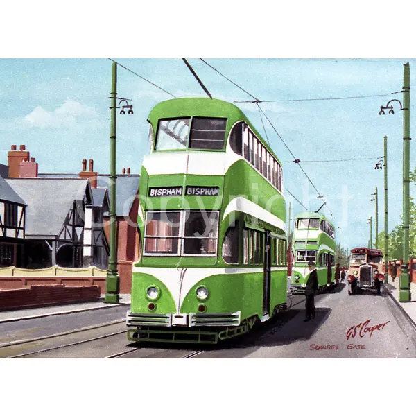 Blackpool Squires Gate Extra Large Nostalgic Buses Metal Wall Art