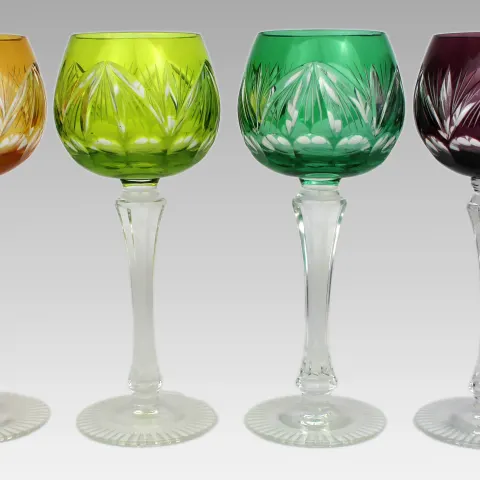Set of 6 Harlequin Bohemian Cut to Clear Crystal Wine Goblets