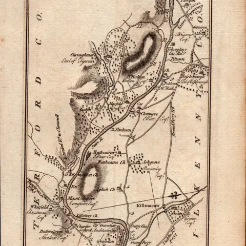 Ireland Rare Antique 1777 Map Waterford Portlaw New Ross Carrick-on-Suir.