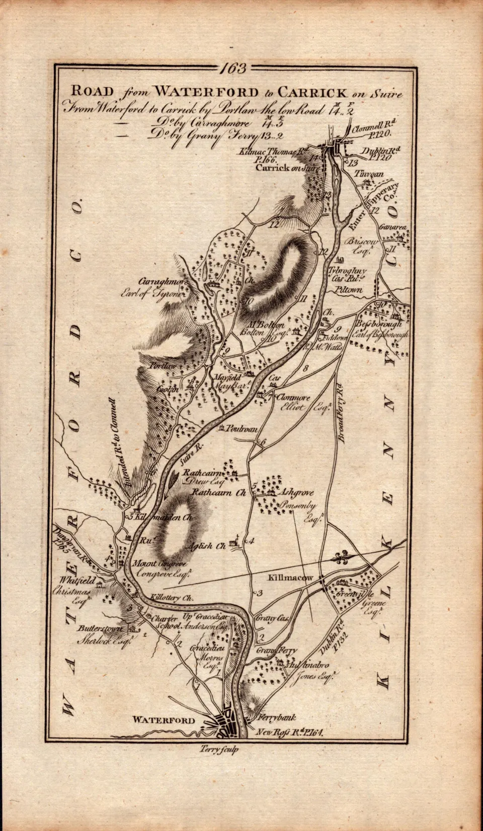 Ireland Rare Antique 1777 Map Waterford Portlaw New Ross Carrick-on-Suir.