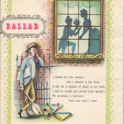 Double Sided Guinness Illustration Page 1951 "Love Forlorn Ballad"A Genuine Double Sided