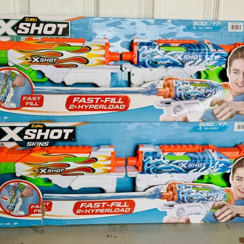 2 x Zuru X Shot Water Fast Fill Skins Hyperload Wave and Inferno 2 Pack