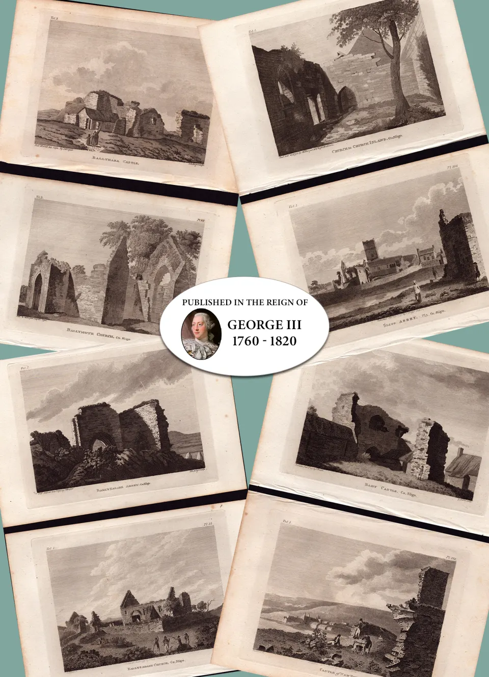 Sligo Ireland Job-Lot Grose 225 Years-Old 1792-1797 Antique Copper Block Engravings-1