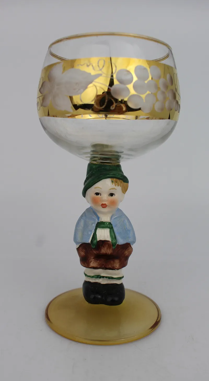 Hummel Figurine Gilt Glass Goblet