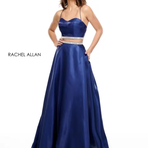 Rachel Allan Pageant dress RRP £557.  Size 4.  Dark blue 2 piece.