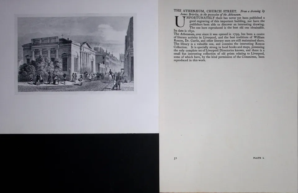 Liverpool Athenaeum Church Street (1830) Published Antique 1913 Monochrome Print-15