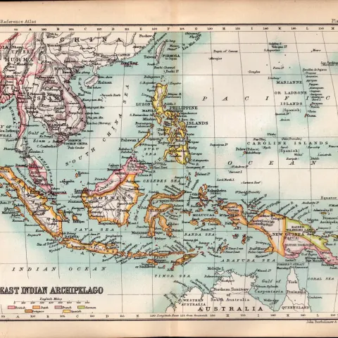 East Indian Archipelago Double Sided Victorian Antique 1896 Map.