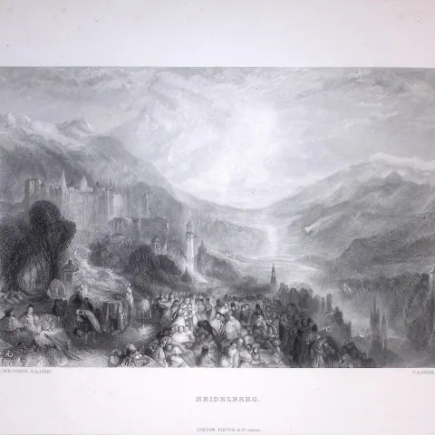 J.M.W Turner Heidelberg Germany Antique Steel Engraving-22-TR