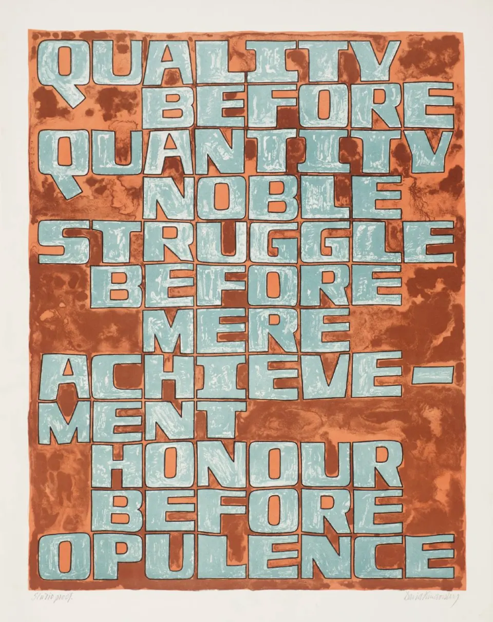 David KIndersley 'Quality before Quantity' Signed Litograph
