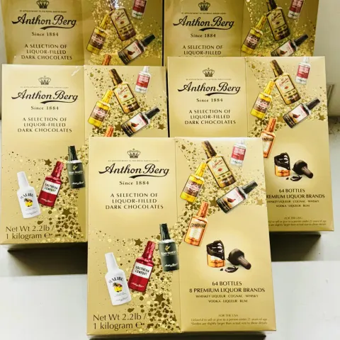 5 x Anthon Berg Chocolate Liqueurs 64 Bottles 1000g New Sealed BBE Feb 2025