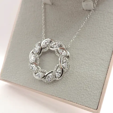 Sterling Silver Gemstone Pendant Necklace New With Gift Box
