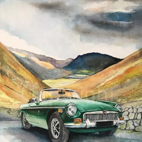 MG Iconic Sports Car Touring The Lake District Large Metal Wall Art