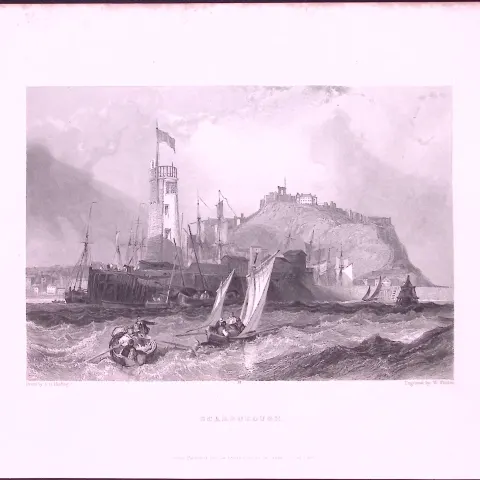 Scarborough Yorkshire WH Bartlett 183 Years-Old Antique Steel Engraving-37