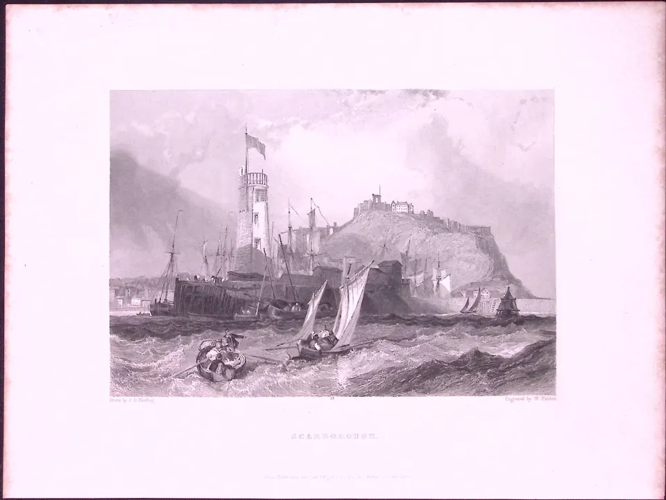 Scarborough Yorkshire WH Bartlett 183 Years-Old Antique Steel Engraving-37