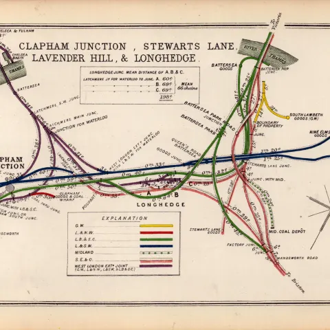 Clapham Junction Lavender Hill Battersea London Antique Railway Diagram-17.