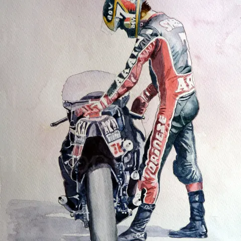 Barry Sheene Akai Yamaha  Large Metal Art