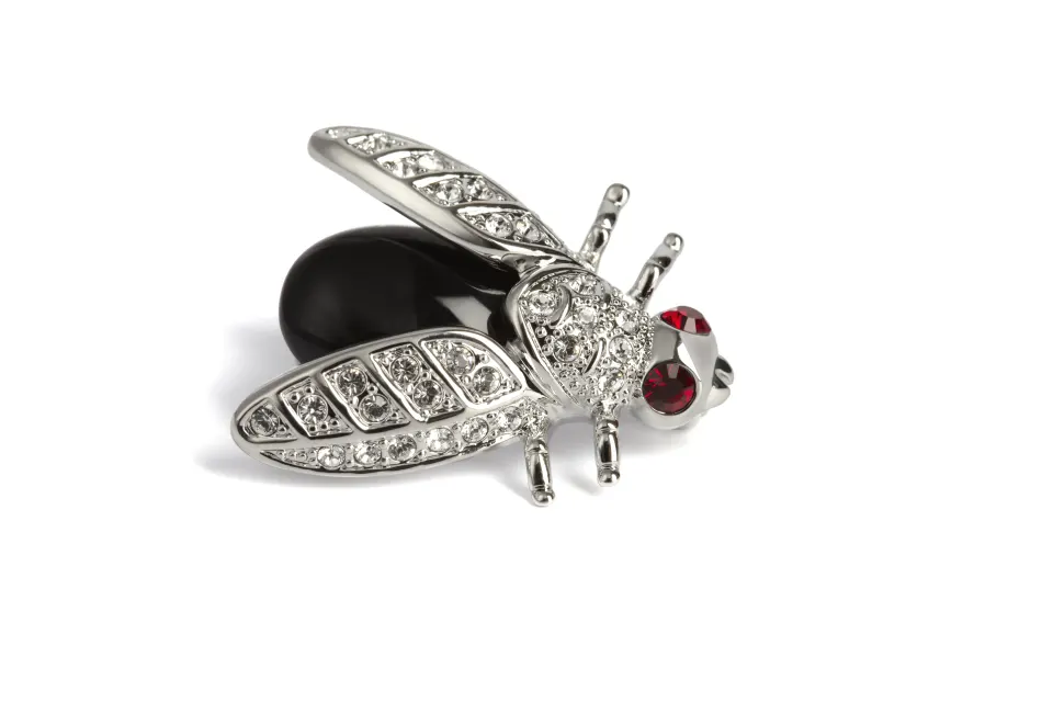 Onyx and Swarovski Crystal Fly Brooch - Unboxed x 5