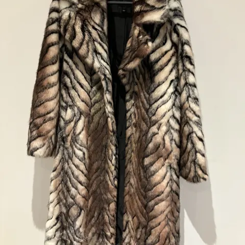 River Island Zebra faux fur coat worn by Vanessa Hudgens