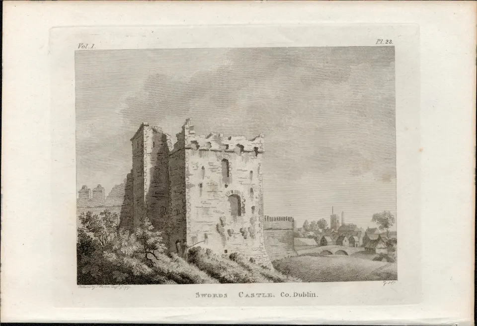 Swords Castle Co Dublin  Rare 1791 Francis Grose Antique Print