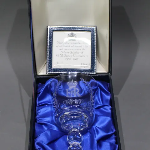 Cased Stuart Crystal Commemorative Silver Jubilee Goblet