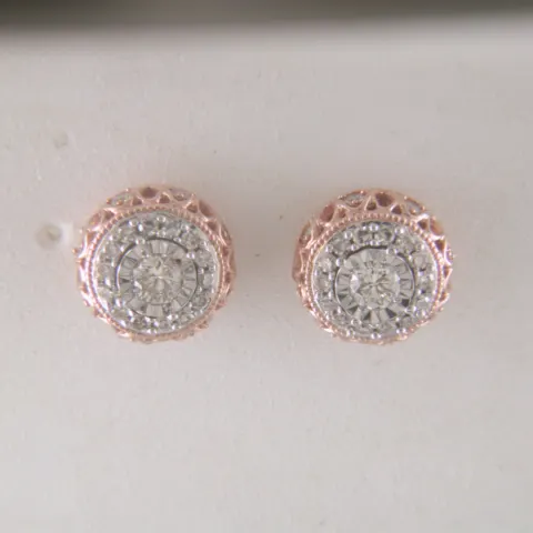 9ct Rose Gold Diamond Halo Earrings 0.45 Carats