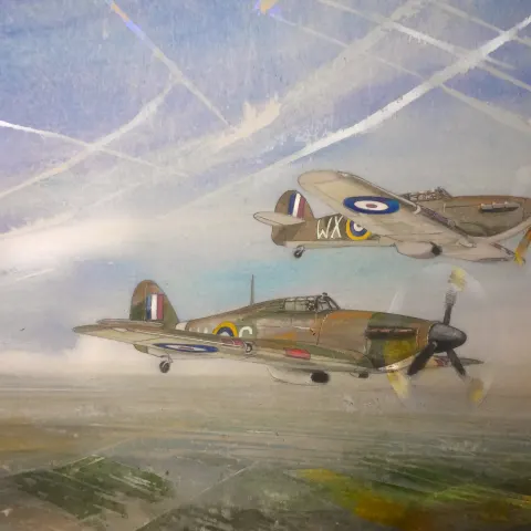 RAF WW2 Hurricanes On a Journey Mission In Europe Large Metal Wall Art