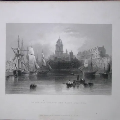 Bristol Redcliffe Church WH Bartlett 1842 Antique Steel Engraving-101