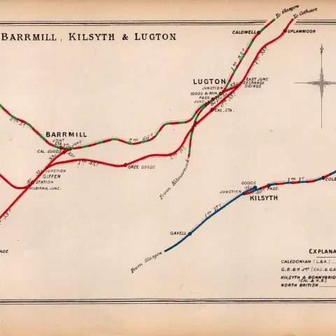 Barrmill Kilsyth Lugton Scotland Antique Railway Junction Diagram-125.