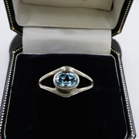 Sterling Silver Blue Topaz Ring New With Gift Pouch