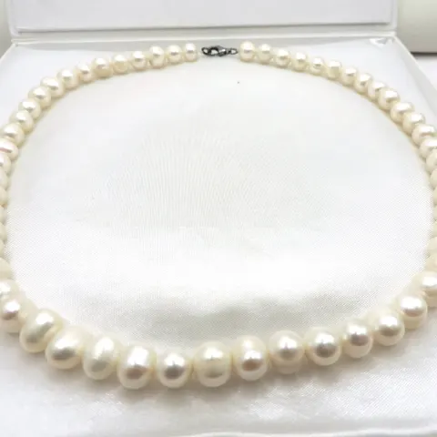 Cultured Pearl Necklace Silver Clasp New With Gift Pouch