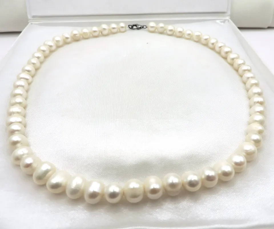 Cultured Pearl Necklace Silver Clasp New With Gift Pouch