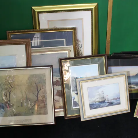 Collection of 18 Paintings, Prints, Frames