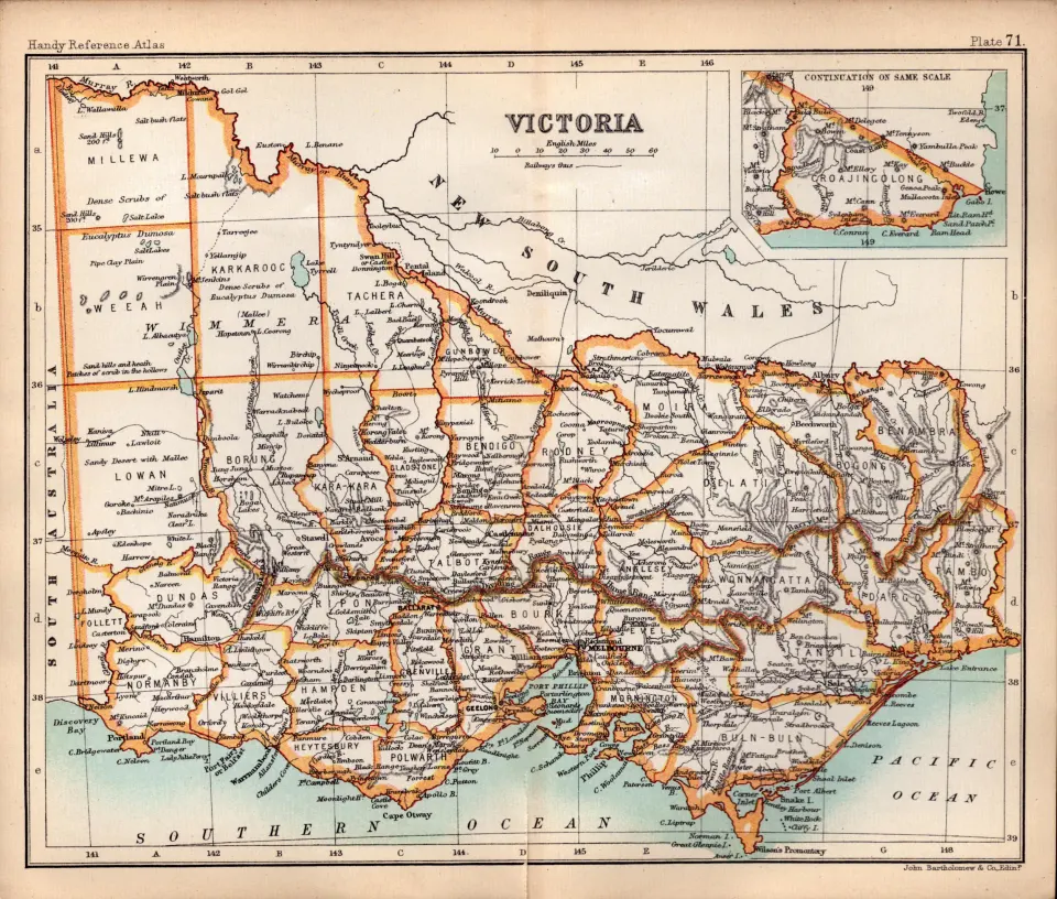 Victoria Australia Double Sided Antique 1896 Map.