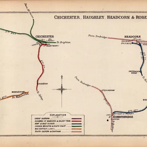 Chichester, Haughley, Robertsbridge Antique Railway Diagram-152.