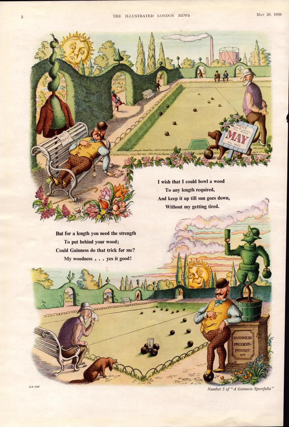 Original 74-Year-Old 1950 Guinness Print the Month of May– GE 1529  #-13.