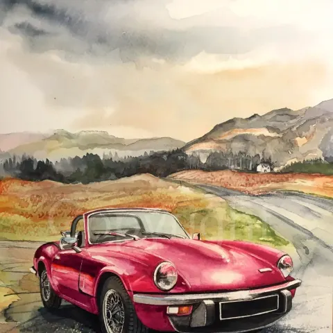 Triumph Spitfire GT6 Exploring The Mountainside Large Metal Wall Art