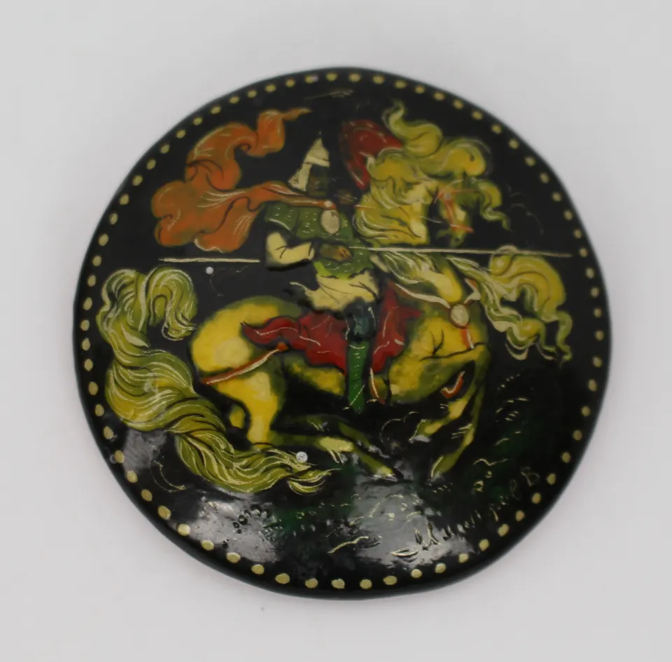 Hand Painted Knight on Steed Brooch